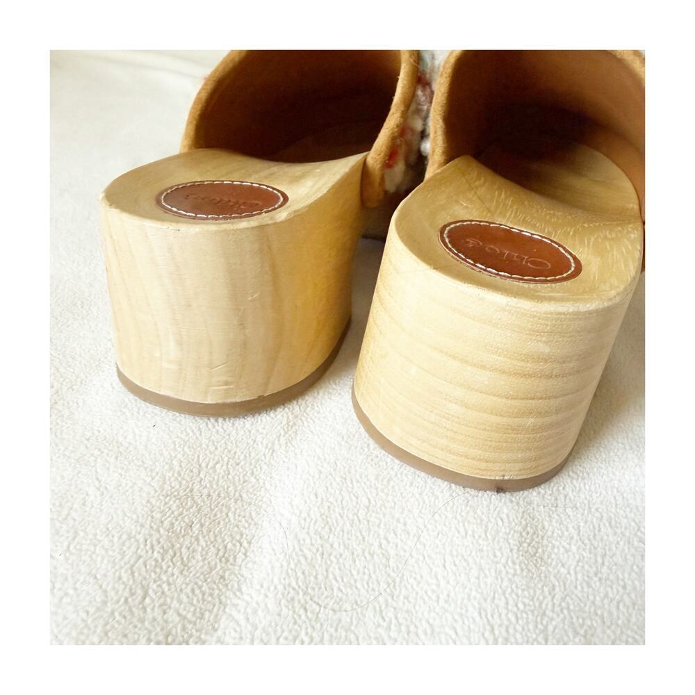 Chloe Joy Shearling Clog Mule Floral Embroidered Cream Size 38 - Picture 5 of 8